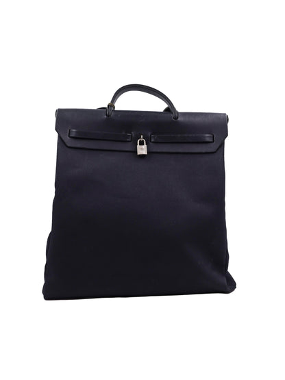 HERMÈS Herbag 39 Messenger schwarz PHW schwarze Secondhand Handtasche mit Henkel und Schloss