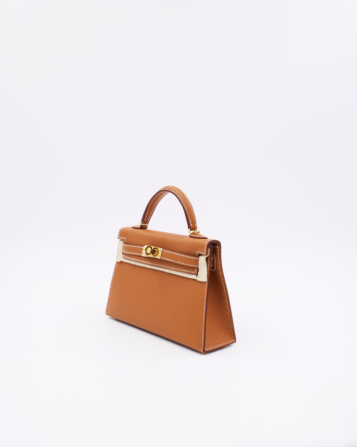 HERMÈS Mini Kelly Sellier Epsom Gold GHW goldbraune Designerhandtasche mit Henkel