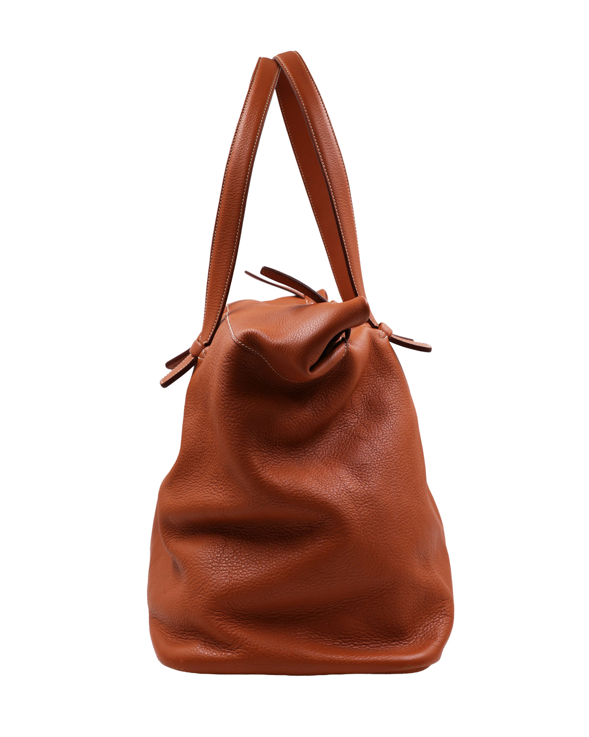HERMÈS Thar GM Clemence Gold, braune Designerhandtasche aus Leder