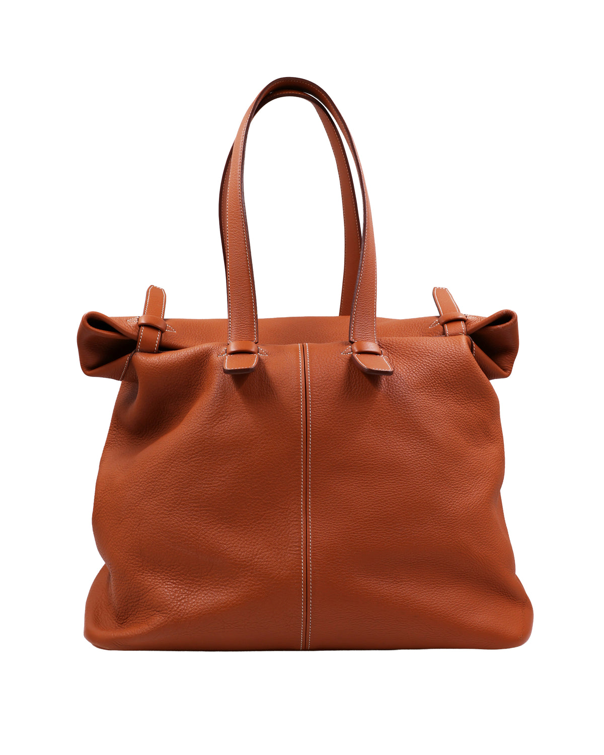HERMÈS Thar GM Clemence Gold, braune Designerhandtasche aus Leder mit langen Henkeln