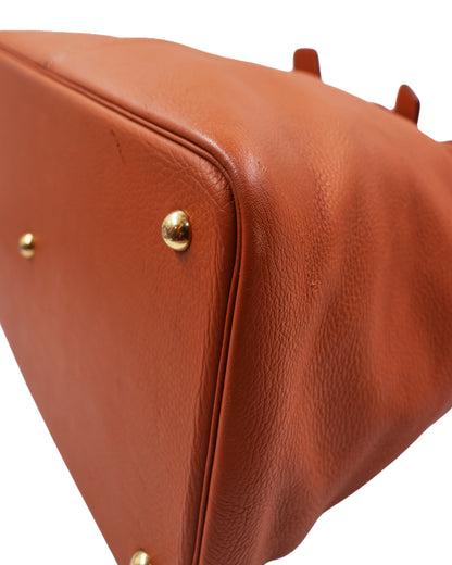 HERMÈS Thar GM Clemence Gold aus braunem Leder mit goldfarbenen Details