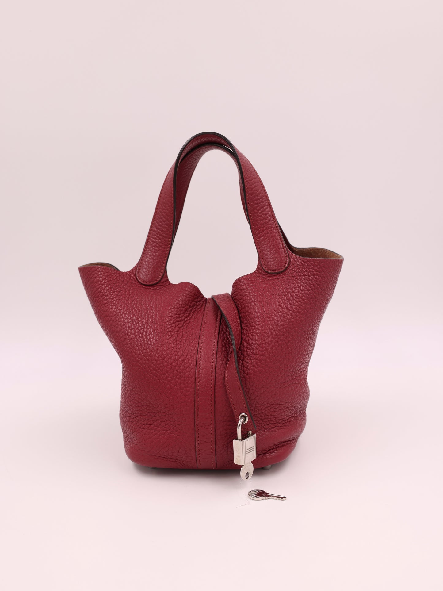 HERMÈS Picotin 18 Lock Clemence Dunklerot PHW