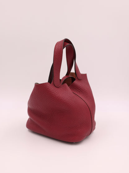 HERMÈS Picotin 18 Lock Clemence Dunklerot PHW