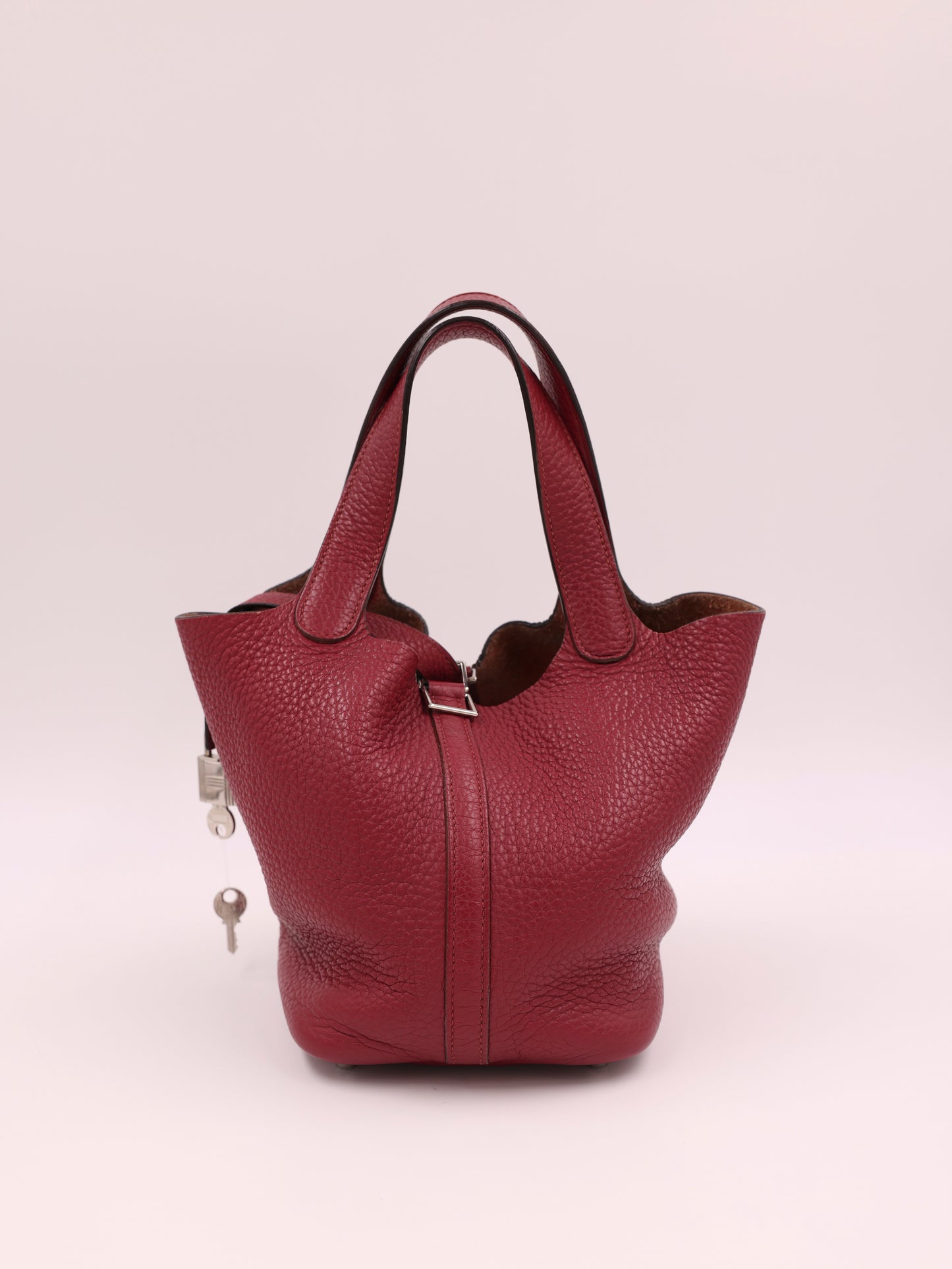 HERMÈS Picotin 18 Lock Clemence Dunklerot PHW