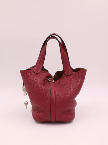 HERMÈS Picotin 18 Lock Clemence Dunklerot PHW