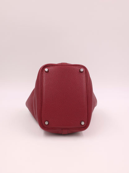 HERMÈS Picotin 18 Lock Clemence Dunklerot PHW