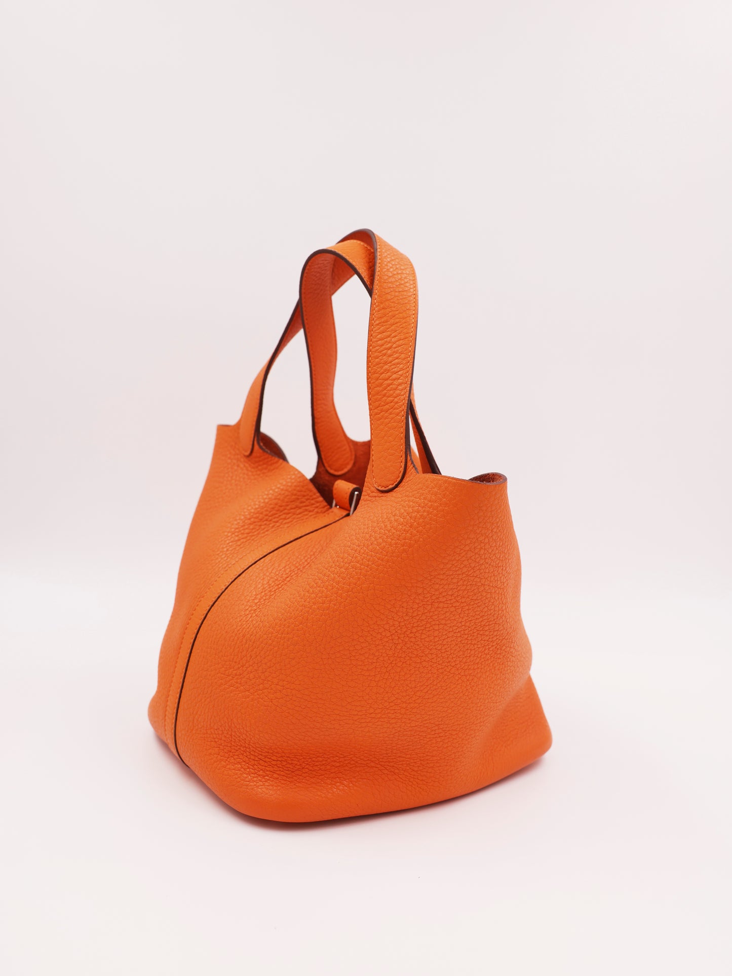 HERMÈS Picotin 22 orange PHW orangefarbene Handtasche mit zwei Henkeln