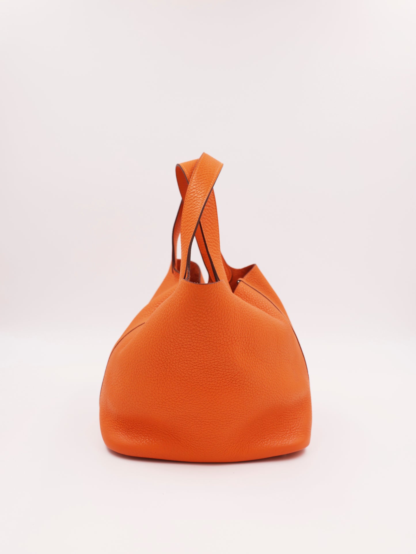 HERMÈS Picotin 22 orange PHW, orangefarbene Designerhandtasche aus Leder mit zwei Henkeln