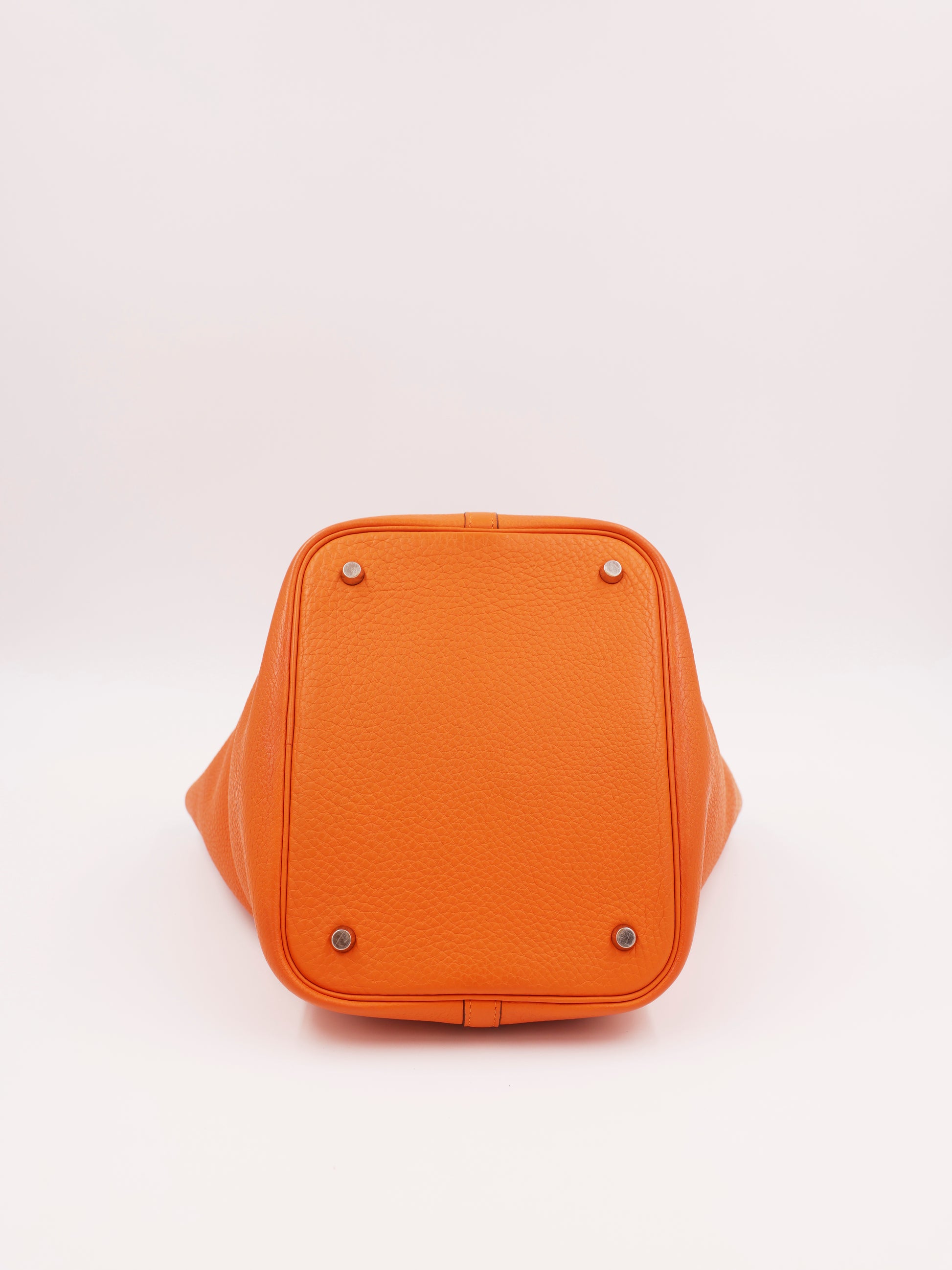 HERMÈS Picotin 22 orange PHW orangefarbene Designerhandtasche aus Leder mit palladiumfarbenen Beschlägen
