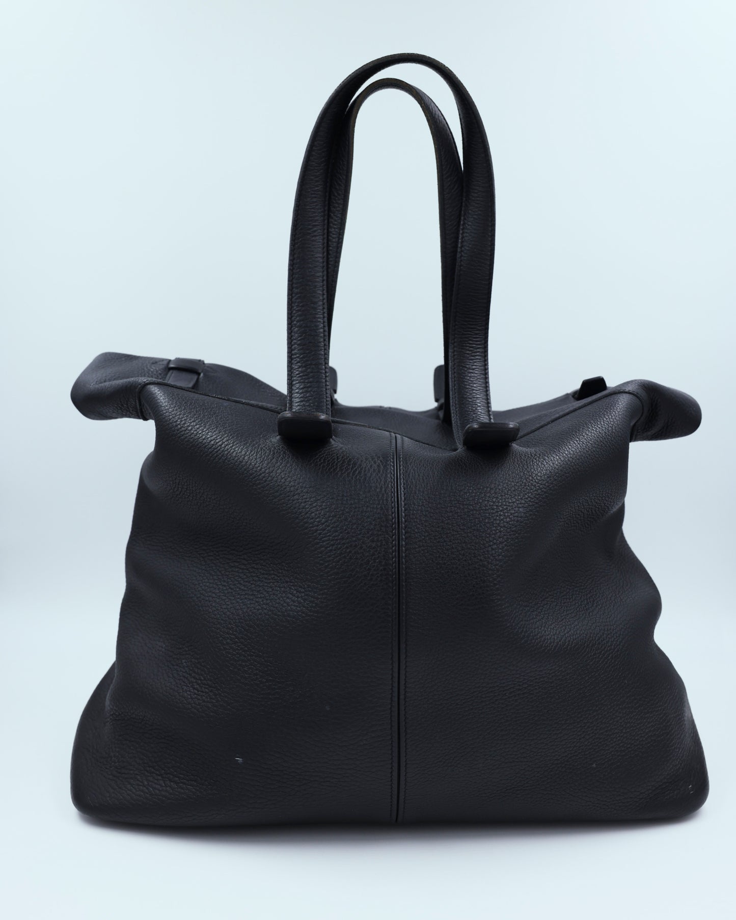 HERMÈS Thar GM Clemence schwarz, schwarze Designerhandtasche aus Leder