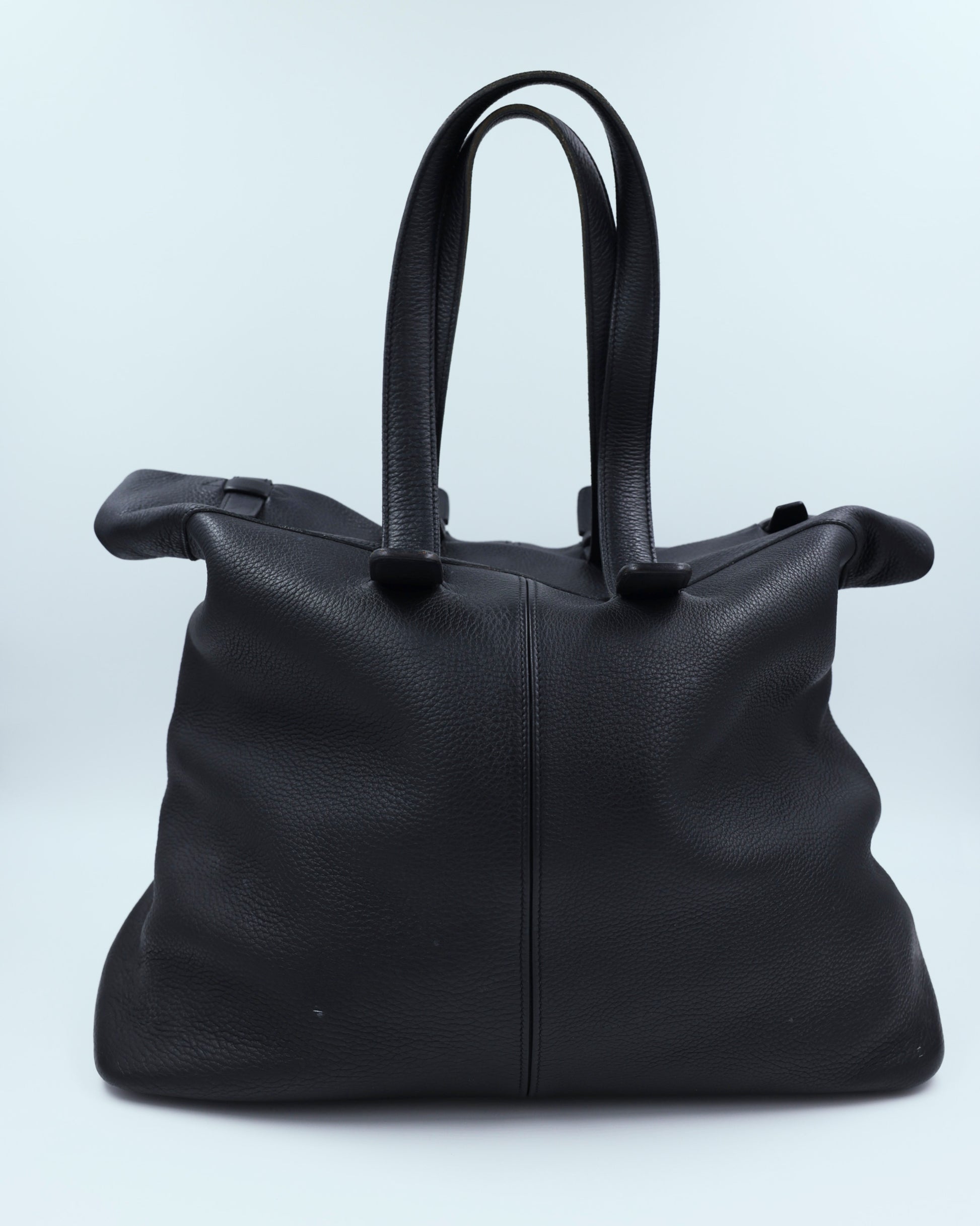 HERMÈS Thar GM Clemence schwarz, schwarze Designerhandtasche aus Leder