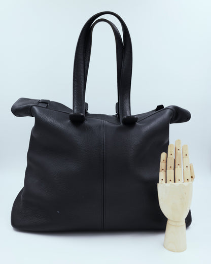 HERMÈS Thar GM Clemence schwarz schwarze Designerhandtasche aus Leder mit zwei Henkeln