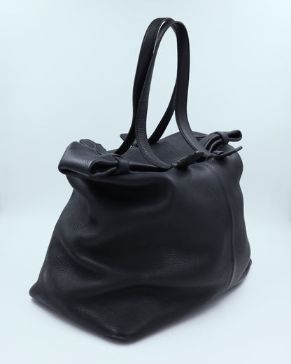 HERMÈS Thar GM Clemence schwarz, schwarze Designerhandtasche mit zwei Henkeln