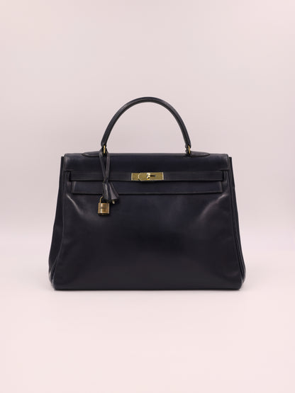 HERMÈS Vintage Kelly 35 navy GHW