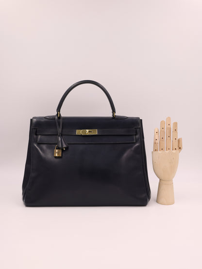 HERMÈS Vintage Kelly 35 navy GHW