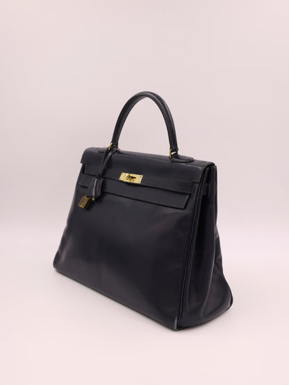 HERMÈS Vintage Kelly 35 navy GHW