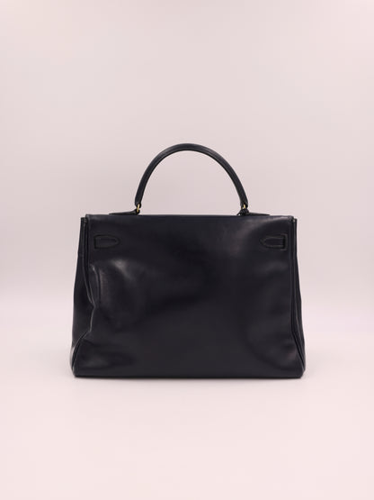 HERMÈS Vintage Kelly 35 navy GHW