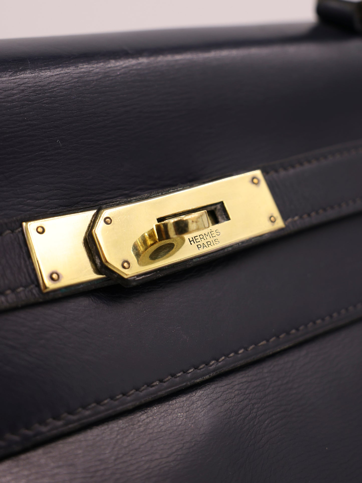 HERMÈS Vintage Kelly 35 navy GHW