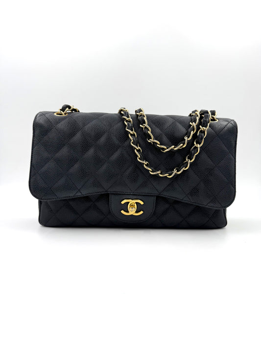 CHANEL Timeless Double Flap Jumbo Caviar schwarz GHW