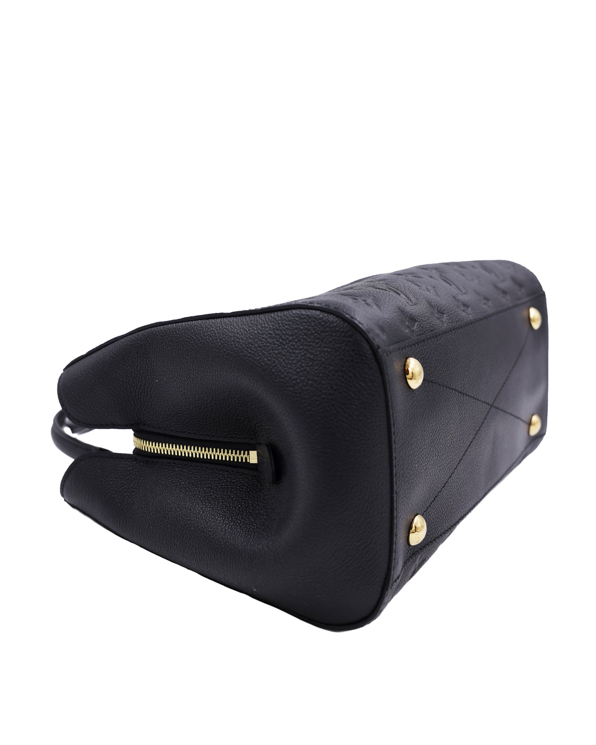 LOUIS VUITTON Montaigne MM Monogram Empreinte schwarz schwarze Designerhandtasche mit goldfarbenen Details
