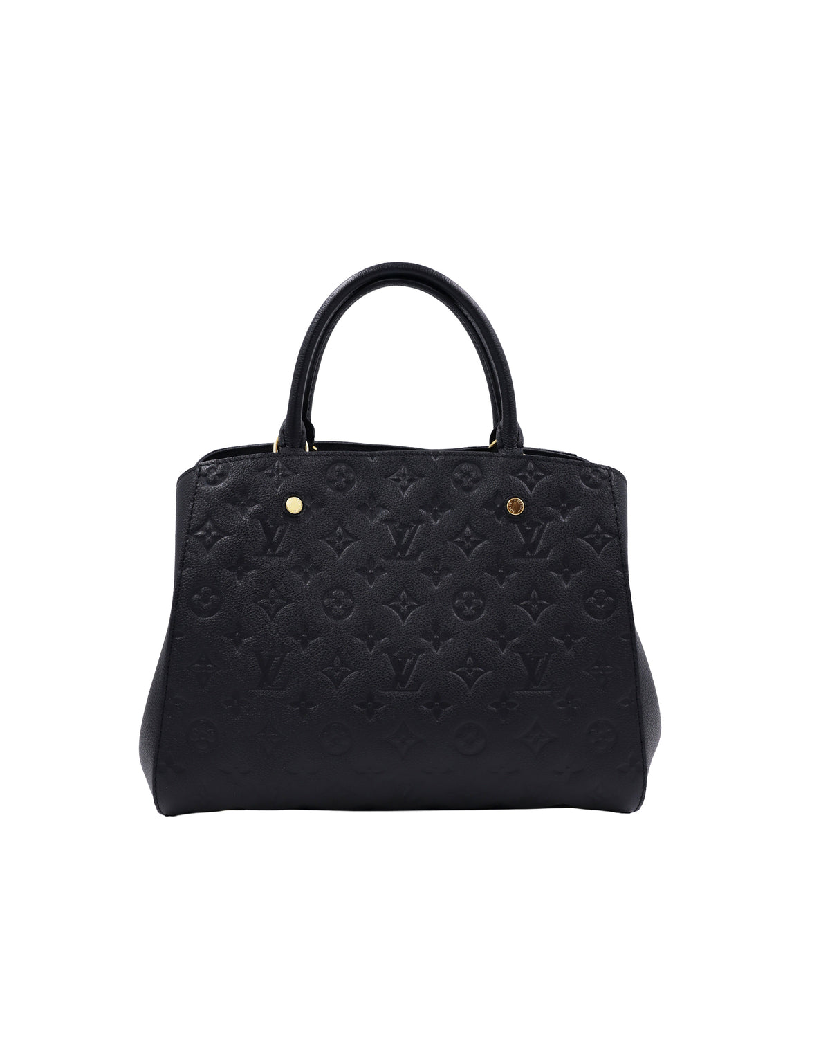 LOUIS VUITTON Montaigne MM Monogram Empreinte schwarz, schwarze Designerhandtasche aus zweiter Hand