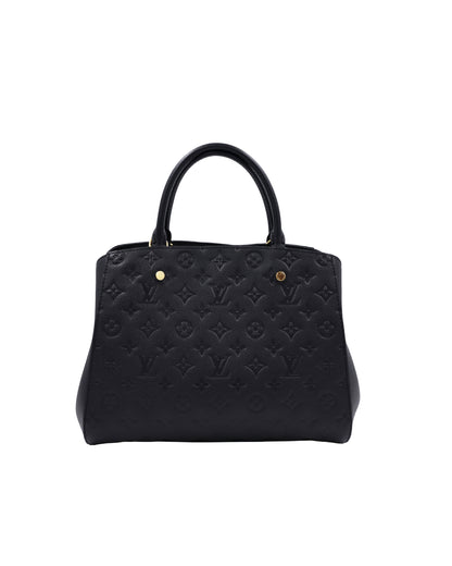 LOUIS VUITTON Montaigne MM Monogram Empreinte schwarz, schwarze Designerhandtasche aus zweiter Hand