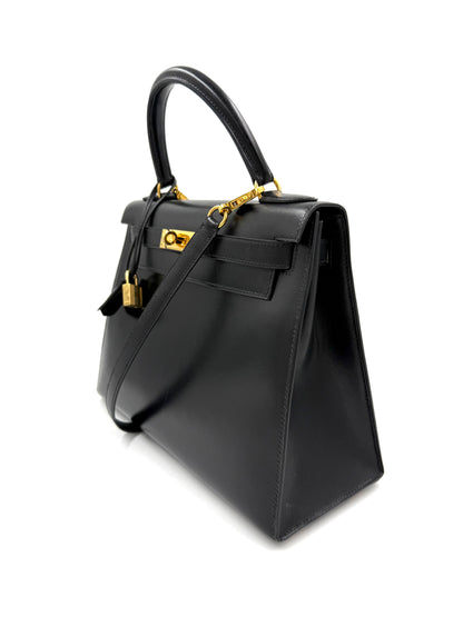 HERMÈS Kelly 28 Boxleder schwarz GHW