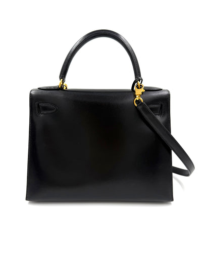 HERMÈS Kelly 28 Boxleder schwarz GHW