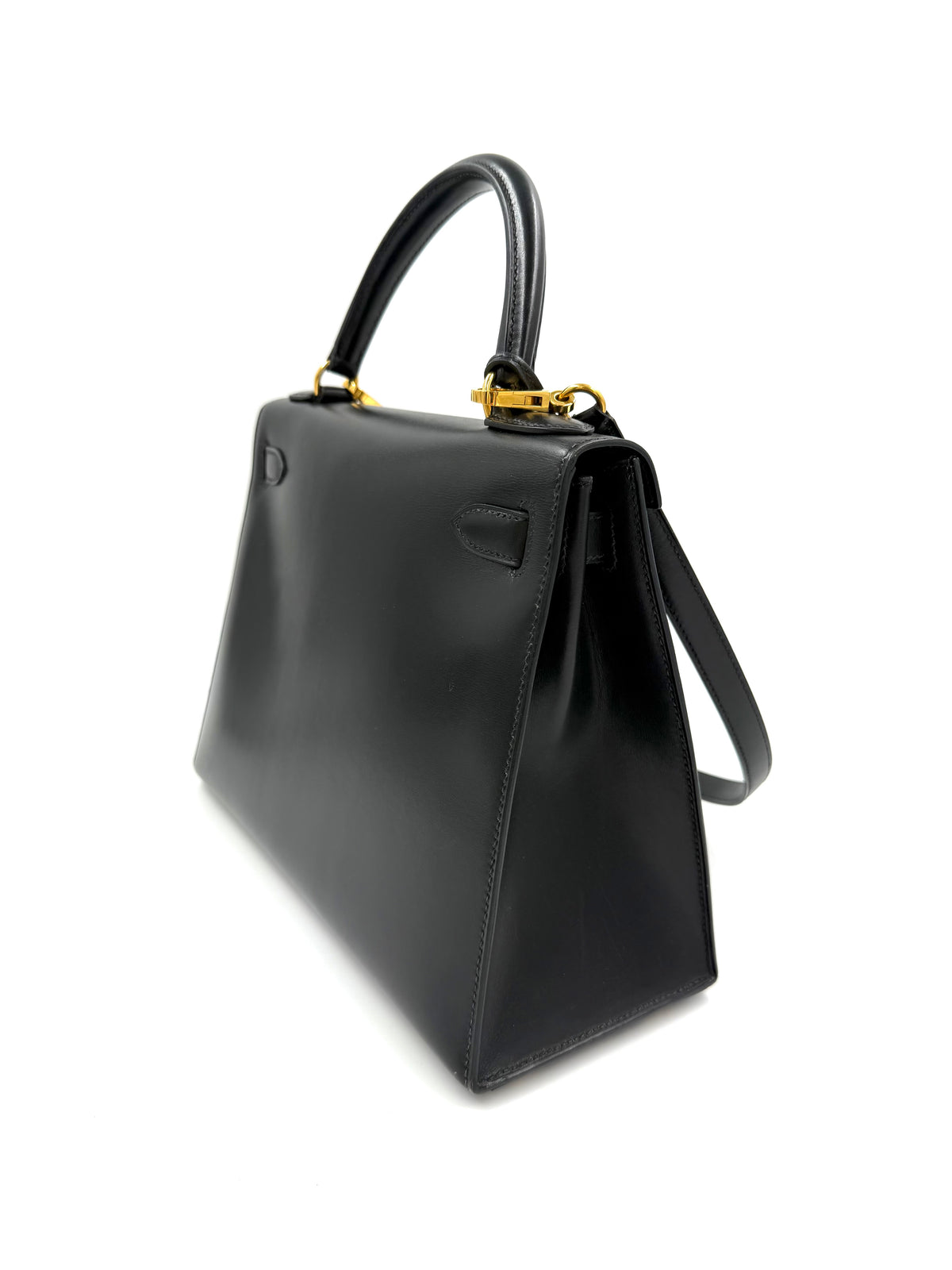 HERMÈS Kelly 28 Boxleder schwarz GHW