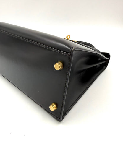 HERMÈS Kelly 28 Boxleder schwarz GHW