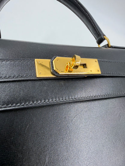HERMÈS Kelly 28 Boxleder schwarz GHW