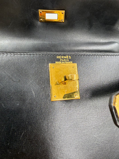 HERMÈS Kelly 28 Boxleder schwarz GHW