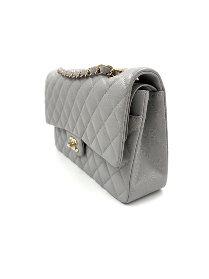 CHANEL Timeless Double Flap medium grau GHW
