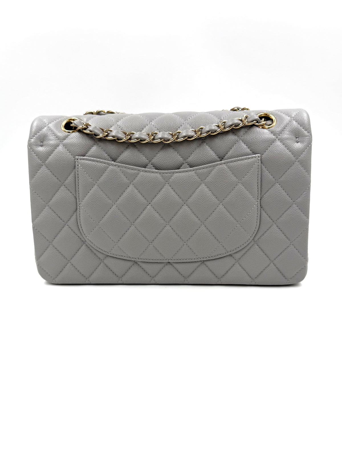 CHANEL Timeless Double Flap medium grau GHW