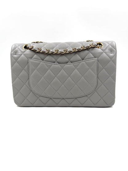 CHANEL Timeless Double Flap medium grau GHW