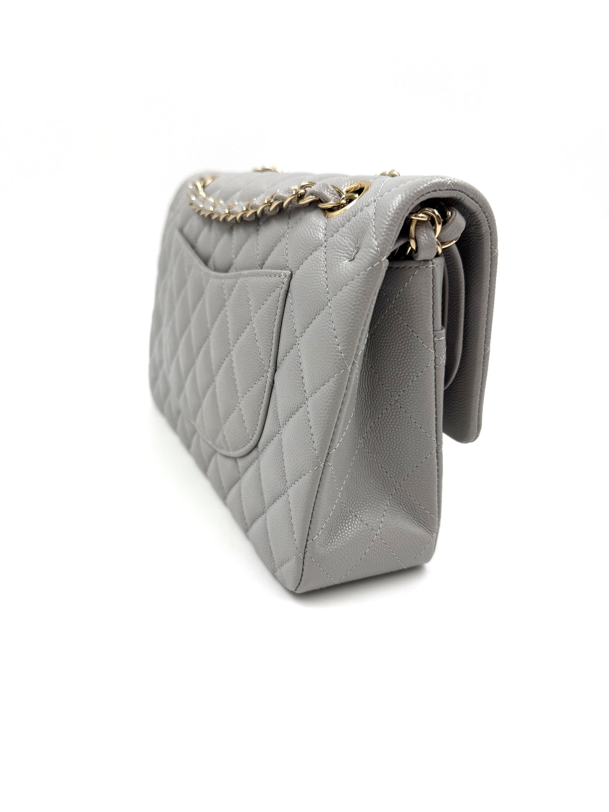CHANEL Timeless Double Flap medium grau GHW