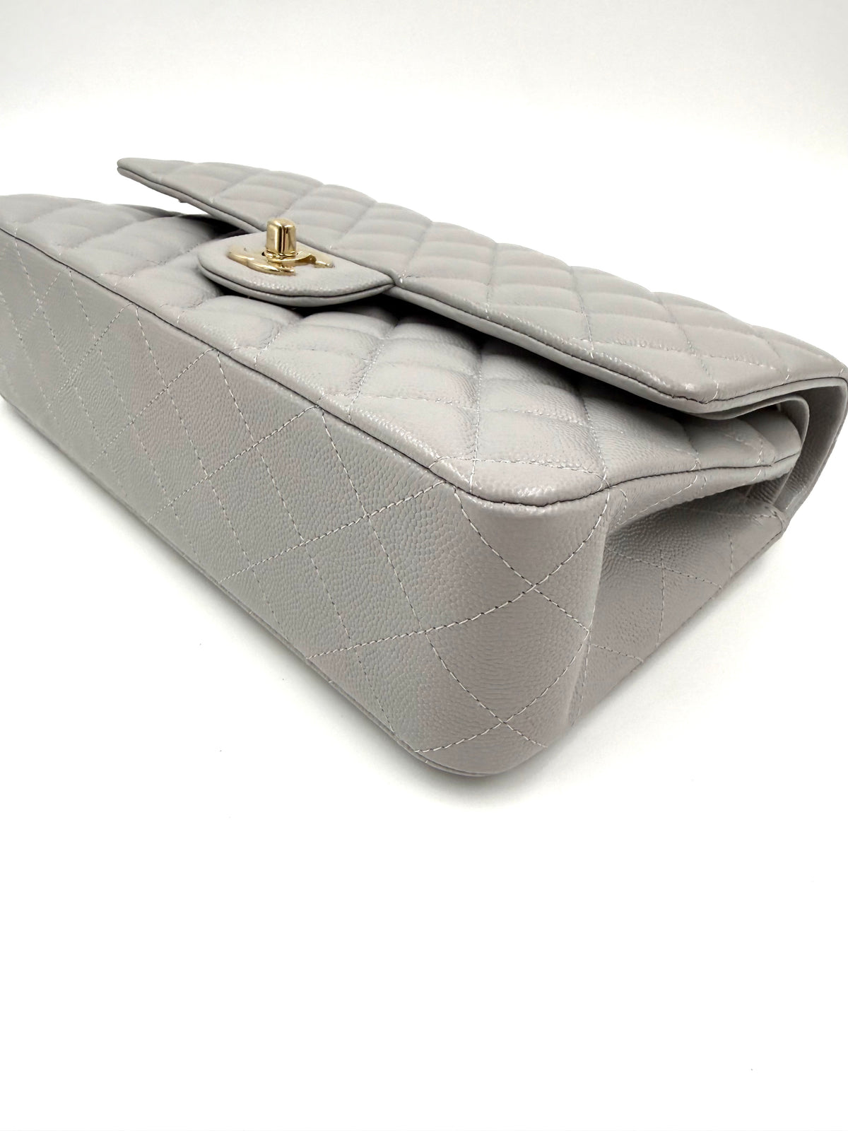CHANEL Timeless Double Flap medium grau GHW