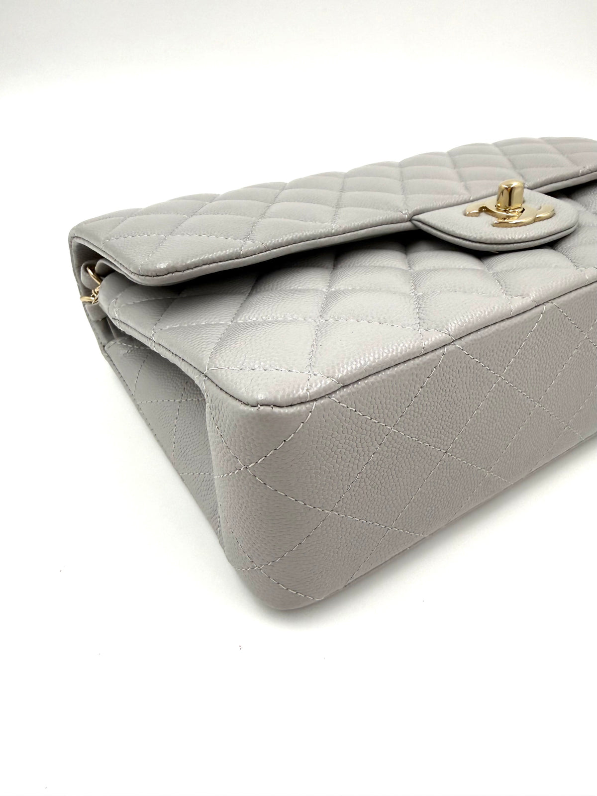 CHANEL Timeless Double Flap medium grau GHW