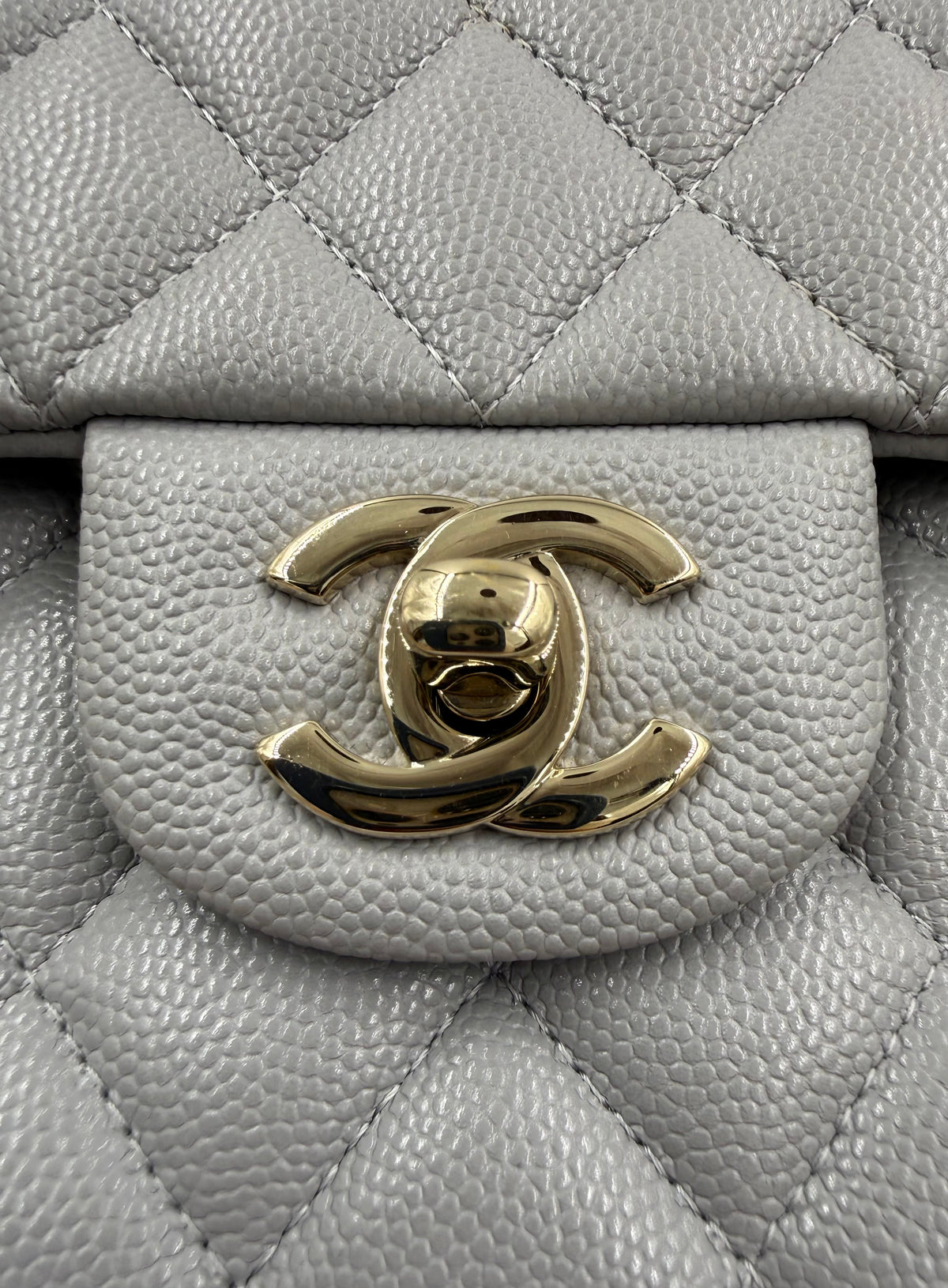 CHANEL Timeless Double Flap medium grau GHW