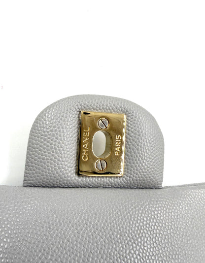 CHANEL Timeless Double Flap medium grau GHW