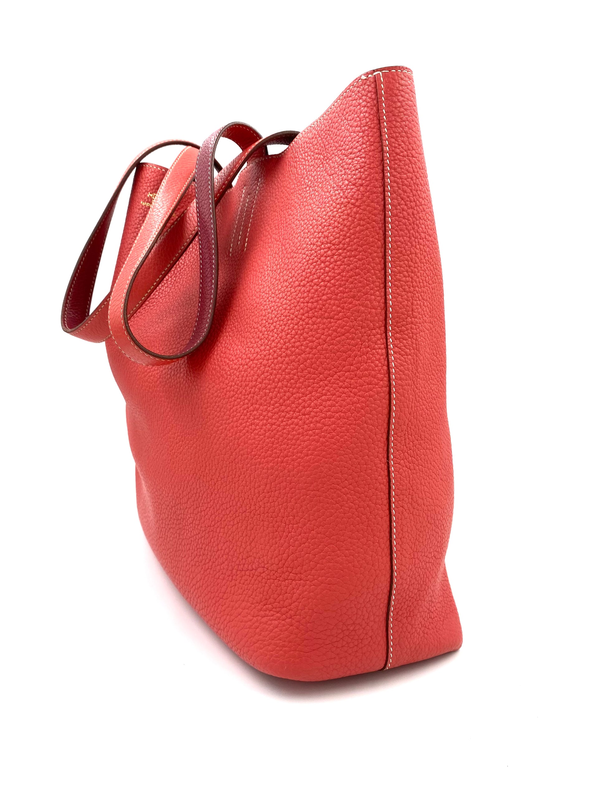 HERMÈS Shopper Double Sens 45 Sikkim Rose Sakura Clemence Rouge Pivoine