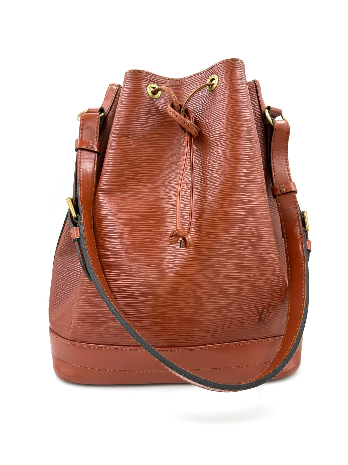 LOUIS VUITTON Noe grande Epi kenian in braunem Leder mit verstellbarem Schulterriemen und Zugverschluss
