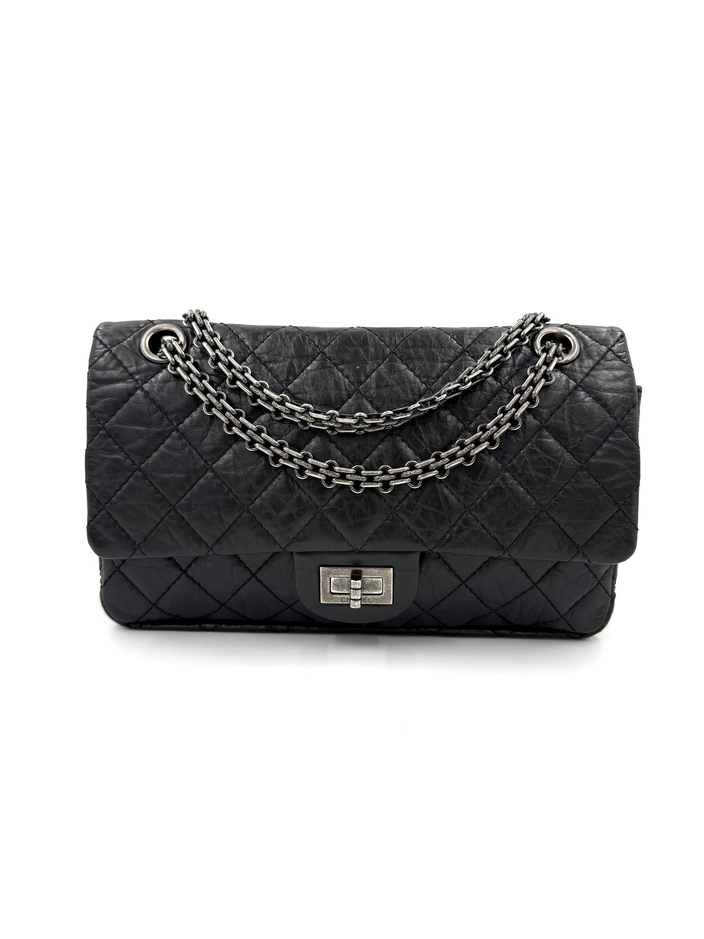 CHANEL 2.55 Double Flap small Kalbsleder schwarz SHW