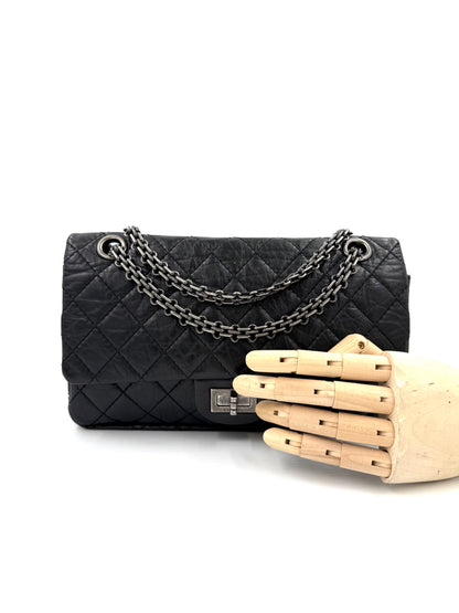CHANEL 2.55 Double Flap small Kalbsleder schwarz SHW