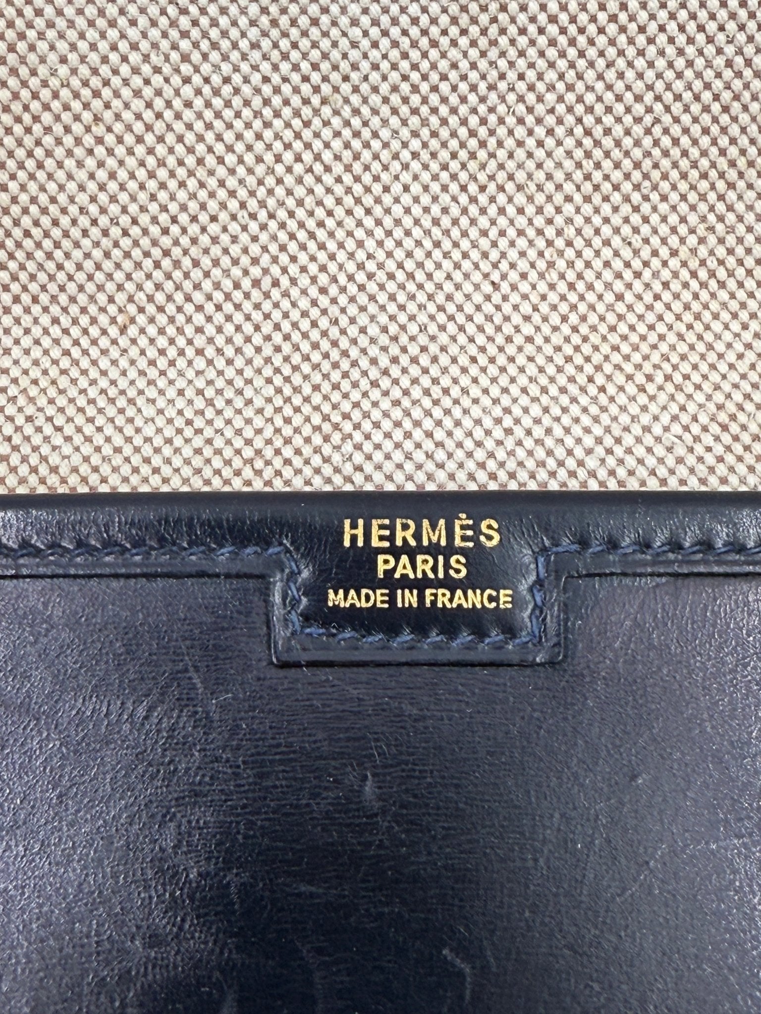 HERMÈS Jige 29 Boxleder navy - Clutch & Macarons - O im Kreis - Clutch & Macarons - 