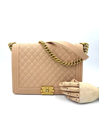CHANEL Boy Bag large Caviar creme GHW
