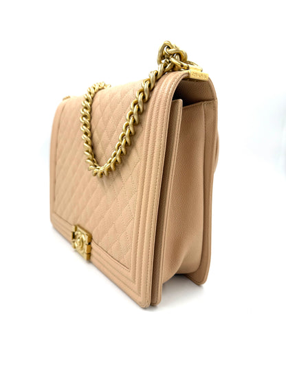 CHANEL Boy Bag large Caviar creme GHW