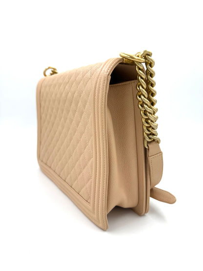 CHANEL Boy Bag large Caviar creme GHW