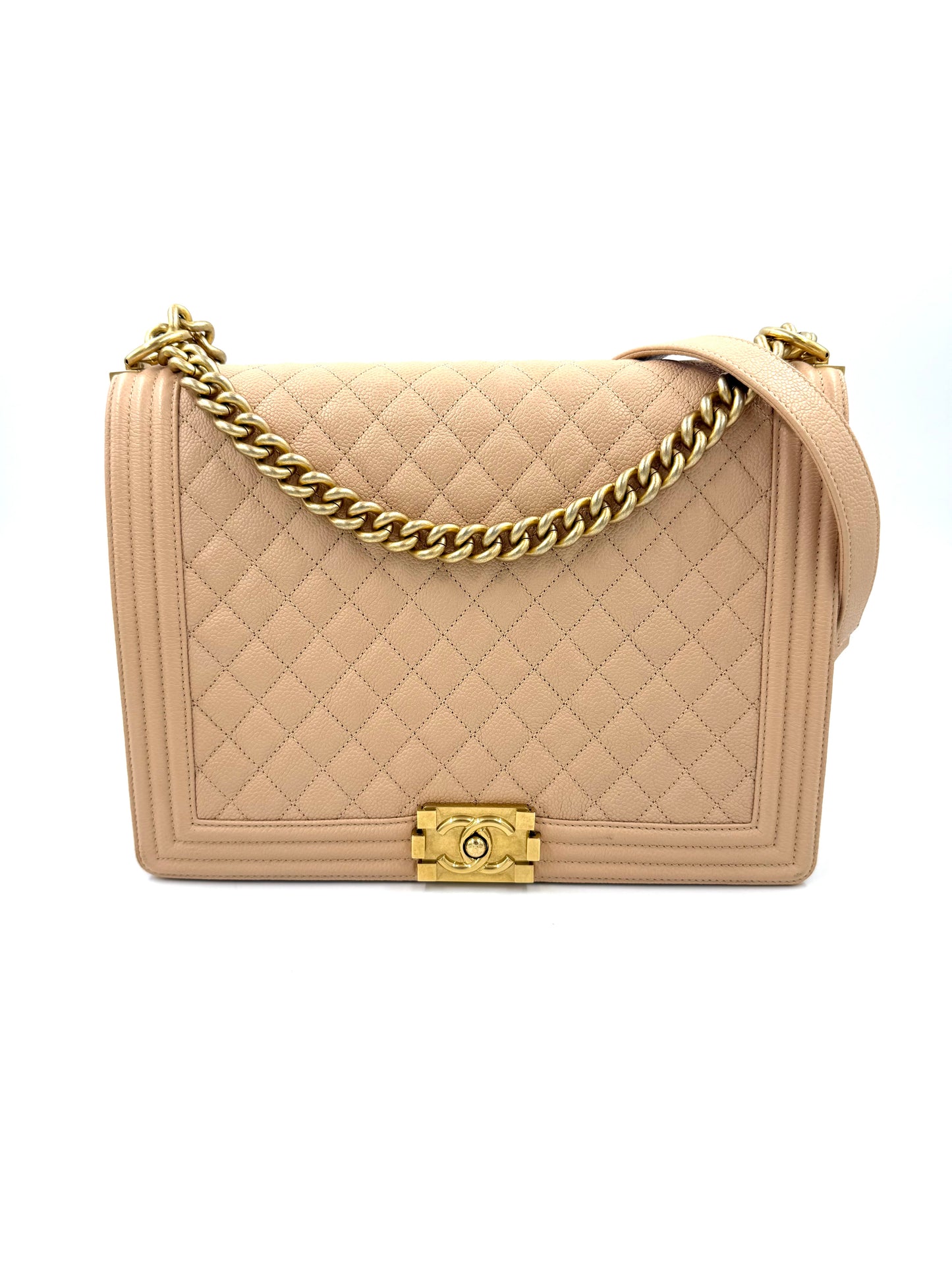 CHANEL Boy Bag large Caviar creme GHW