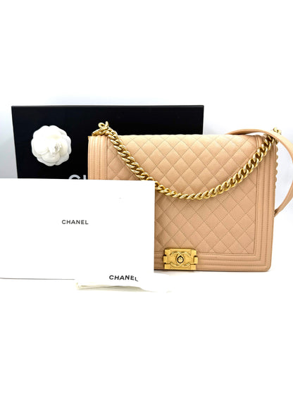 CHANEL Boy Bag large Caviar creme GHW